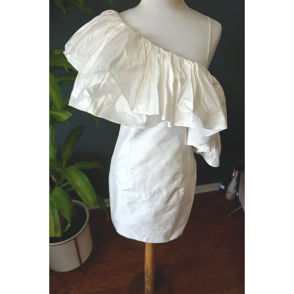 RASARIO Ruffled One-Shoulder Silk Mini Dress FR 42 US 8 NWT